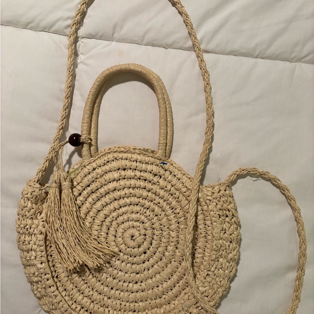 SOLID & STRIPED Beige Woven Crossbody Bag